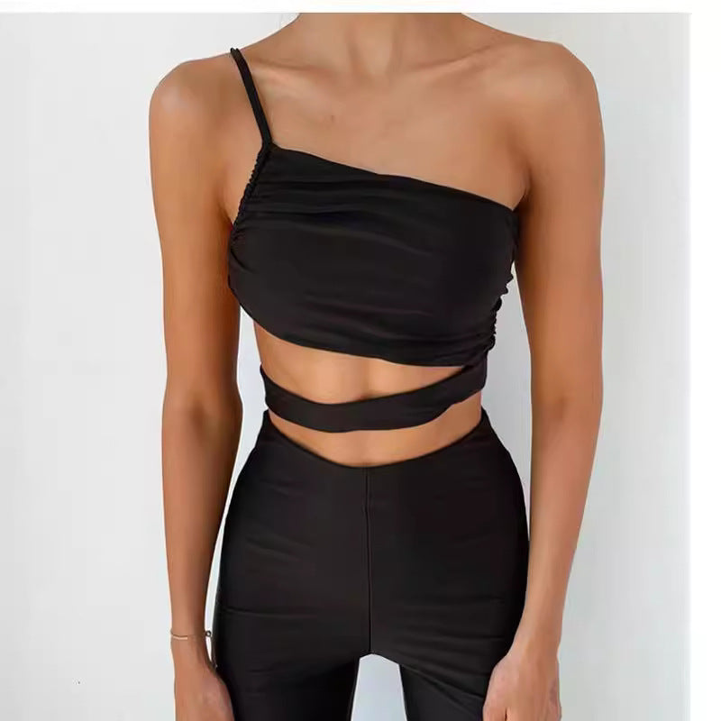 Dame Asymmetrisk Crop-Top med raffineret omslagdesign Stilla