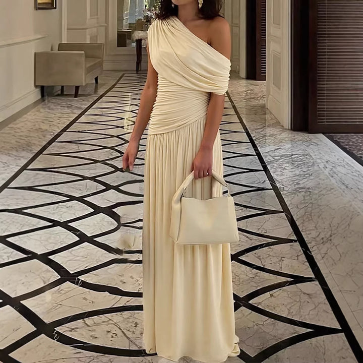 Dame Elegant Wrap Maxi Kjole med asymmetrisk skæring og kvalitets jersey Skovae