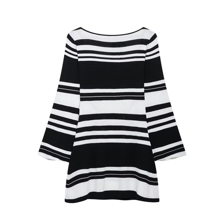 Femme Bell Sleeve Stribet Tunika Kjole Stilla