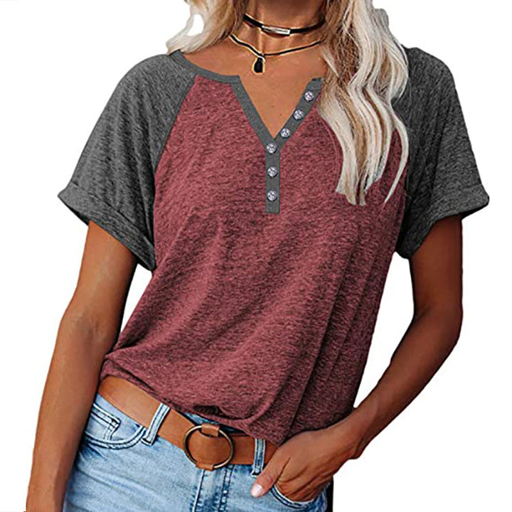 Dame afslappet T-shirt med knapstolpe Stilla