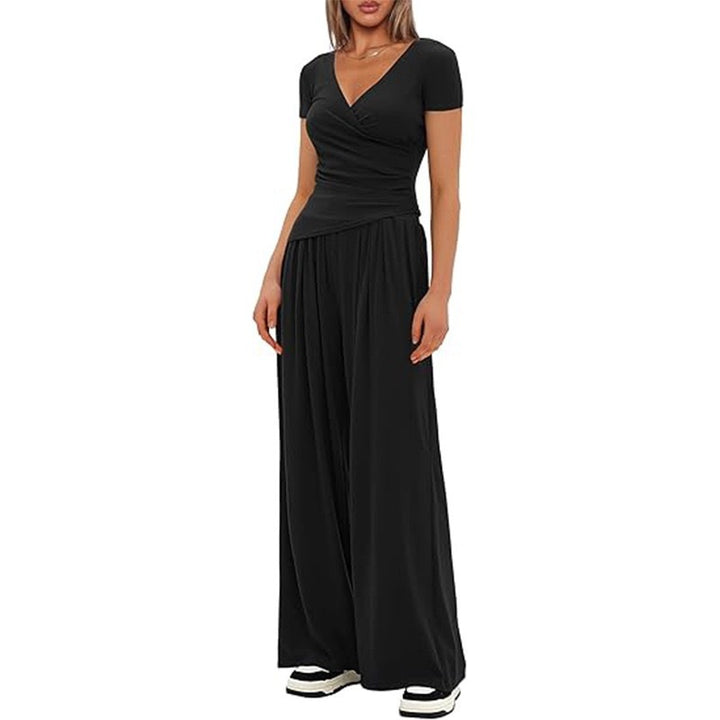 Dame Elegant Wrap-Overall med bred ben og moderne detaljer Skovae