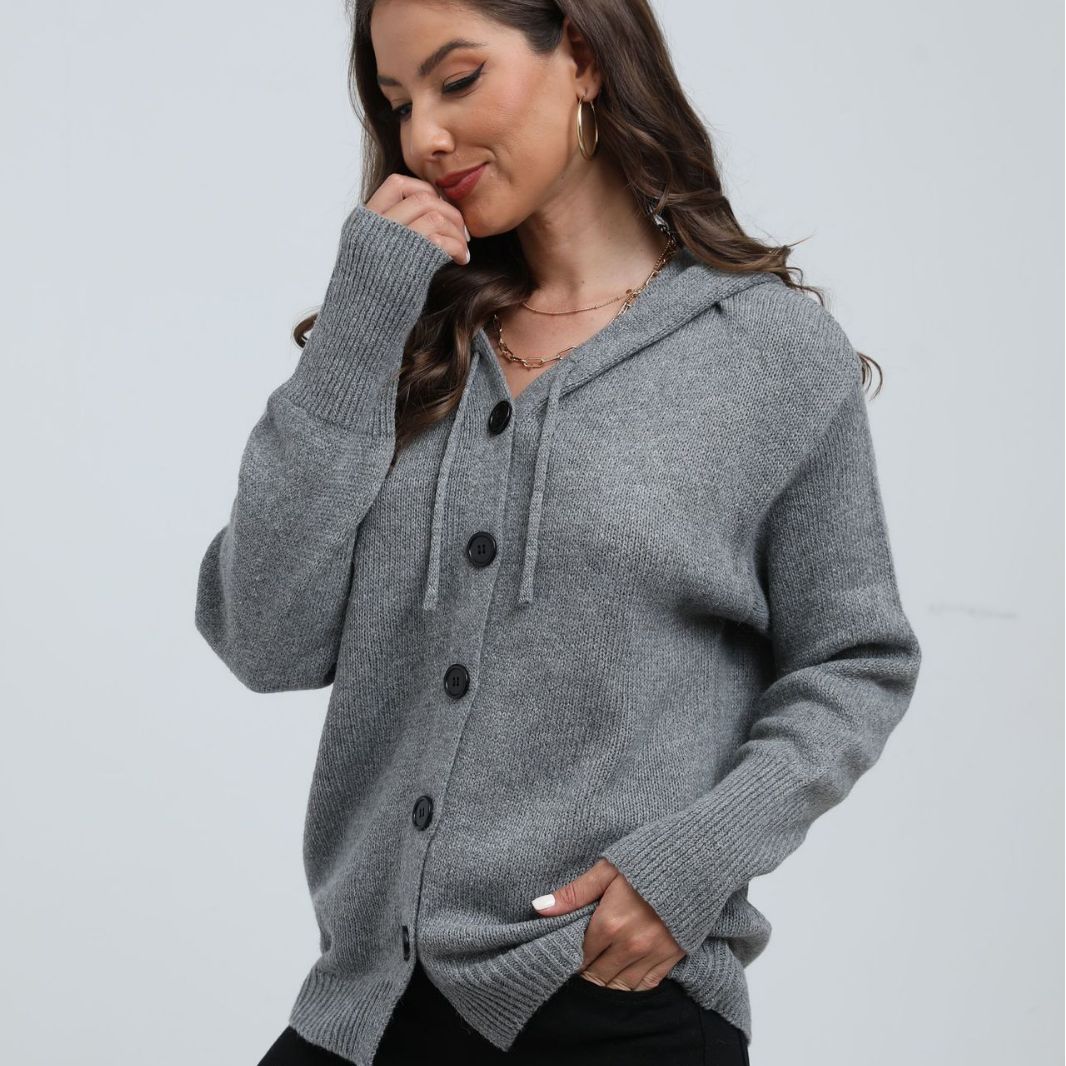 Femme Cozy Button-Up Hoodie Cardigan Stilla