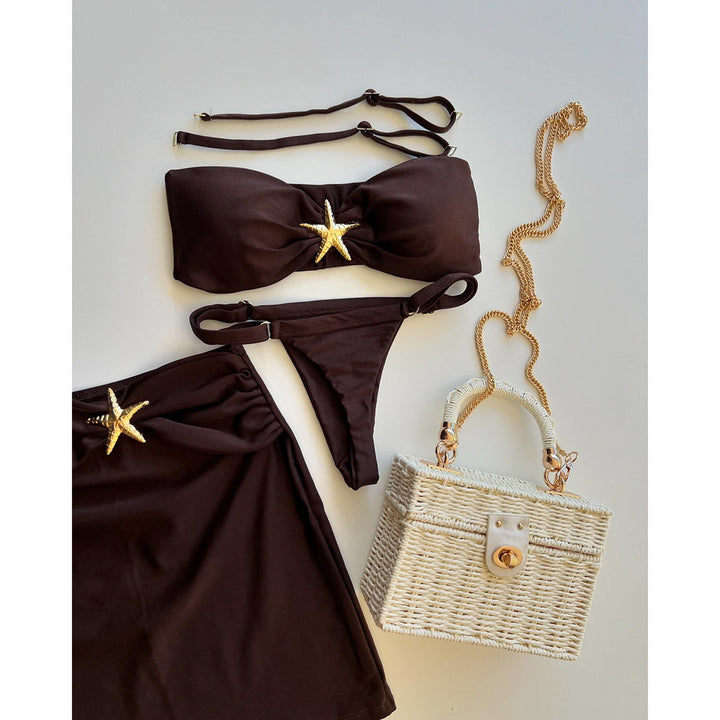Dame Bandeau-bikini med individuelt design og glitrende stjerneaccentuer Stilla