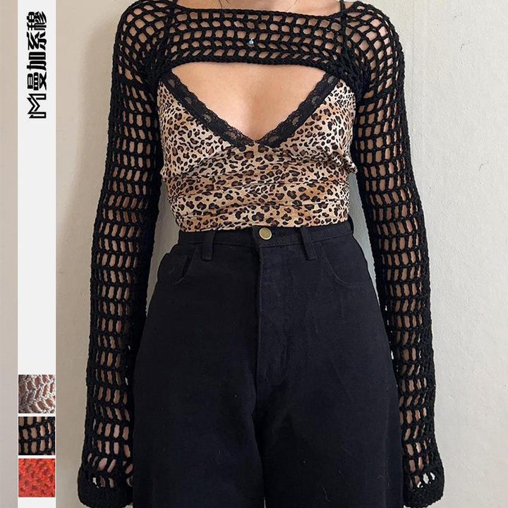 Dame hæklede net bolero top Stilla