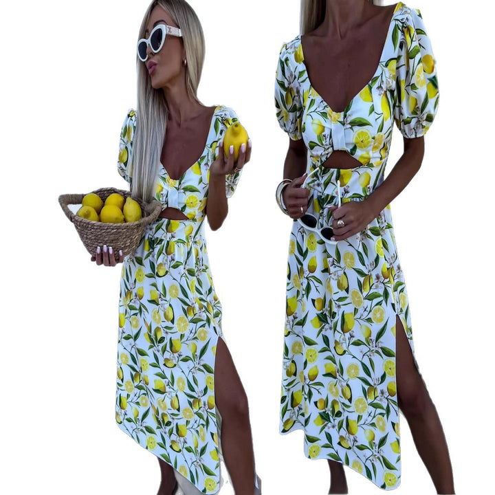 Dame Floral Cut-Out Midi Kjole Stilla