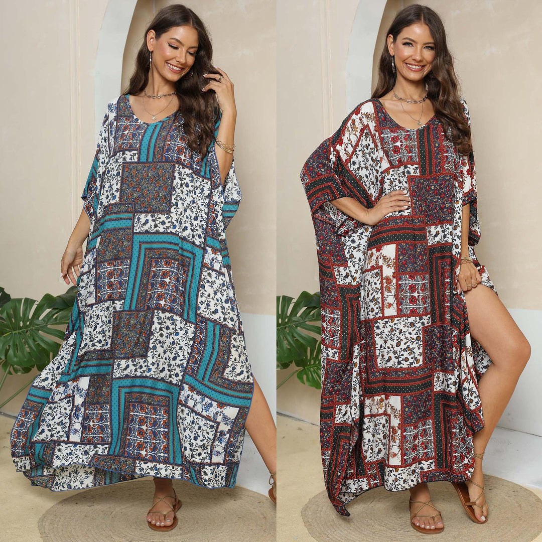 Dame Maxikjole med nostalgisk patchwork-design Stilla