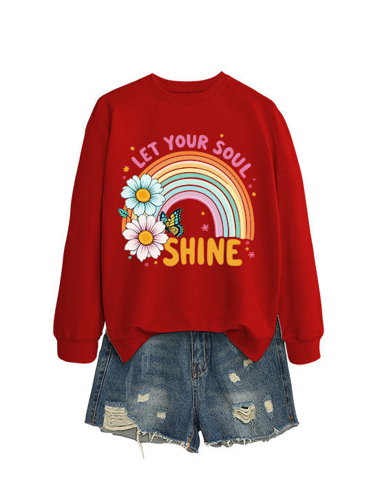 Kvinders sweatshirt med farverig gradient og blomster grafisk design Stilla