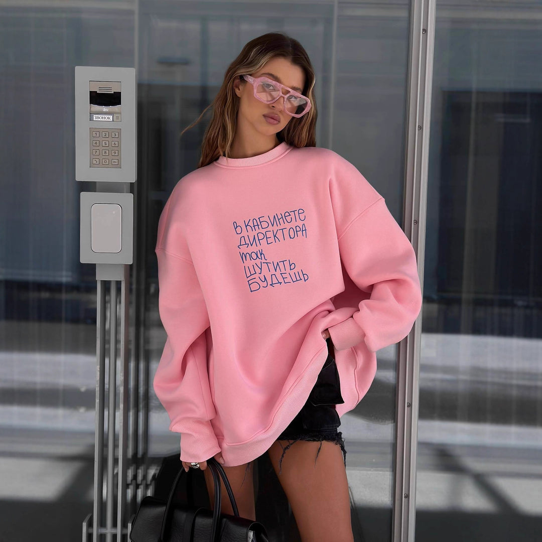Kvinders oversized sweatshirt med kreativ tekst Stilla