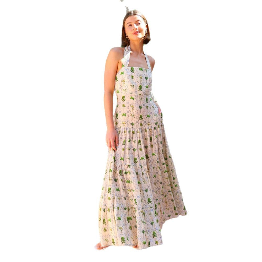 Dame maxikjole med blomsterprint og elegante stropper Stilla