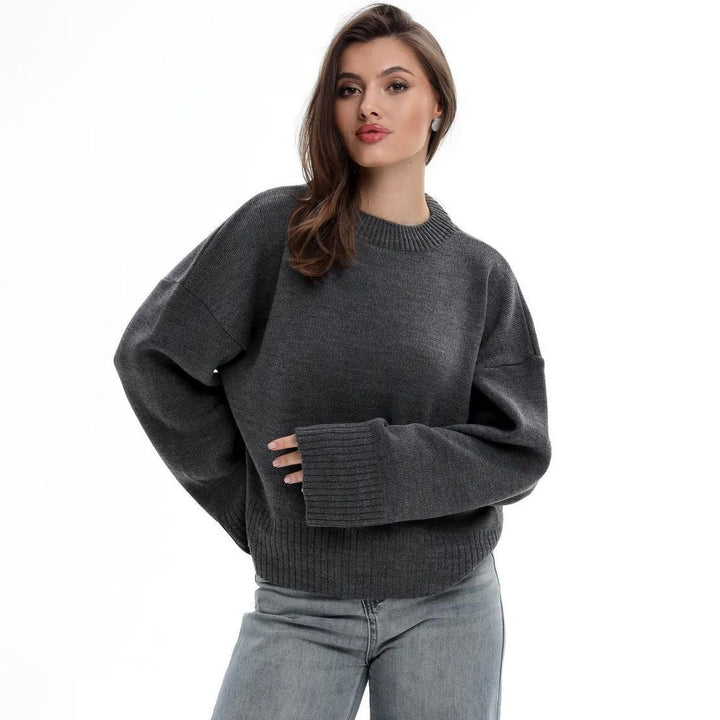 Dame Cozy Sweater med Løs Pasform og Struktureret Strikket Mønster Stilla