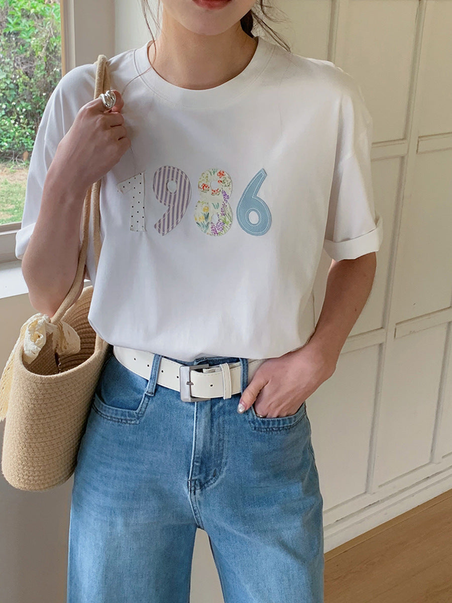 Dame T-shirt med kreativ grafisk tryk og afslappet pasform Stilla