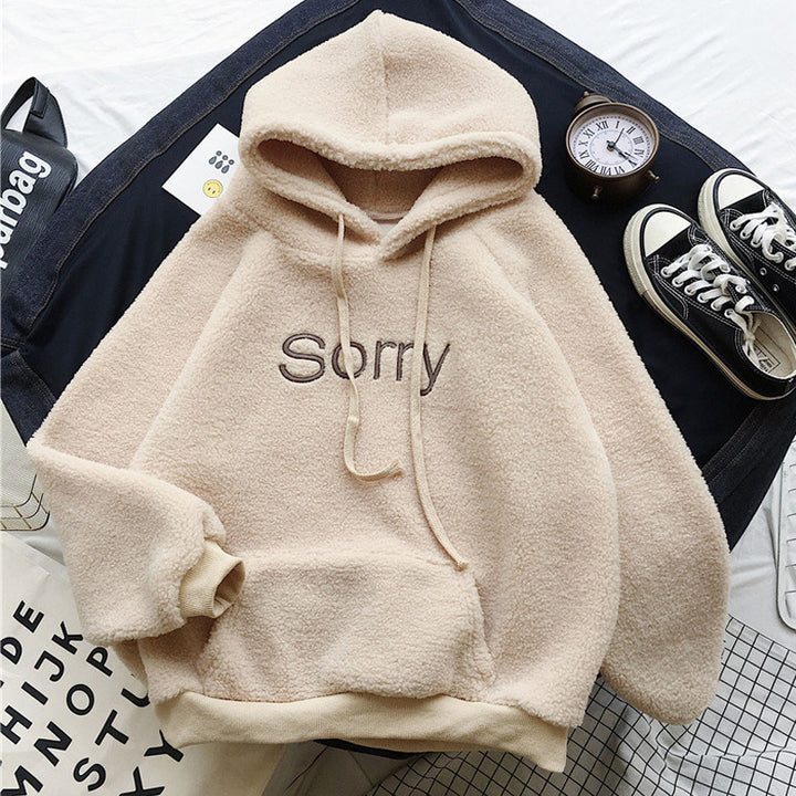Dame Cozy Fleeceforet Hoodie med broderet detalje Stilla