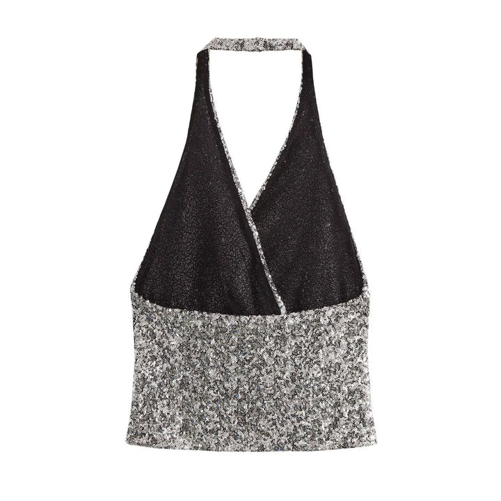 Femme Halterneck Glimmer Crop Top Stilla