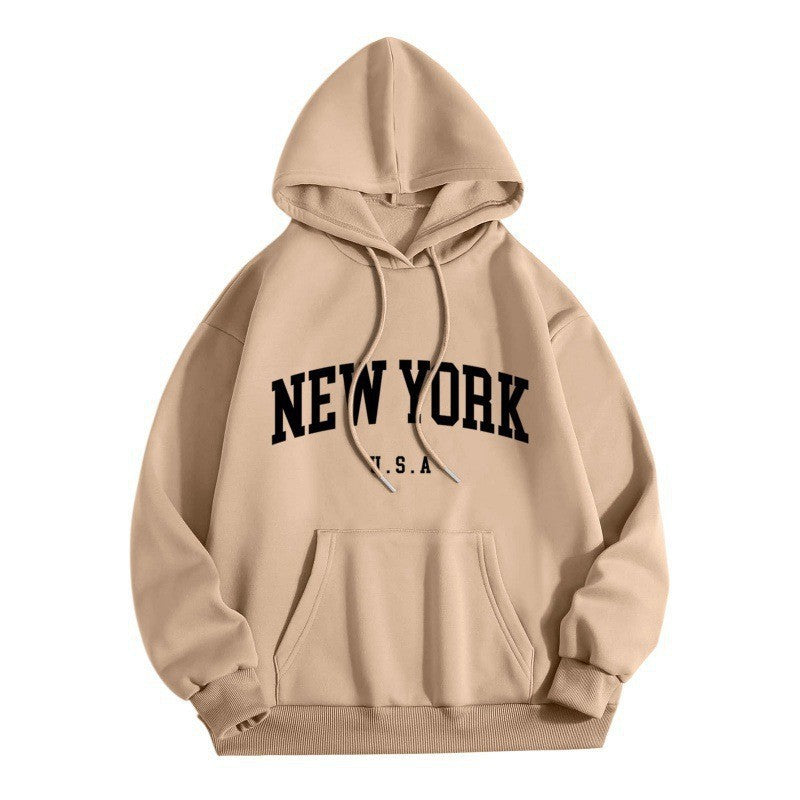 Dame hoodie med stilfuld New York print Skovae