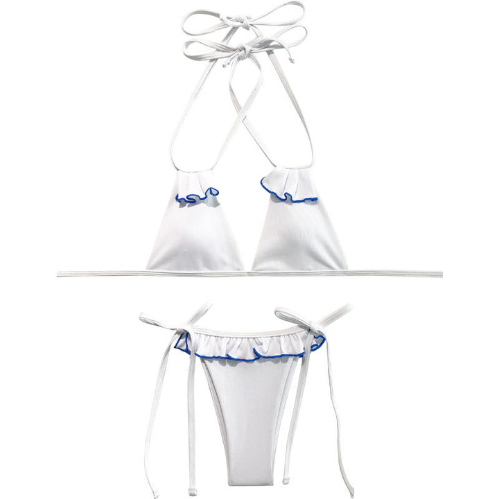 Dame triangel-bikini med ruffles og unikt snit Skovae
