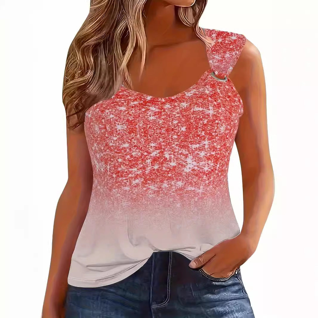 Dame Ombre Glimmer Detalje Tanktop Stilla