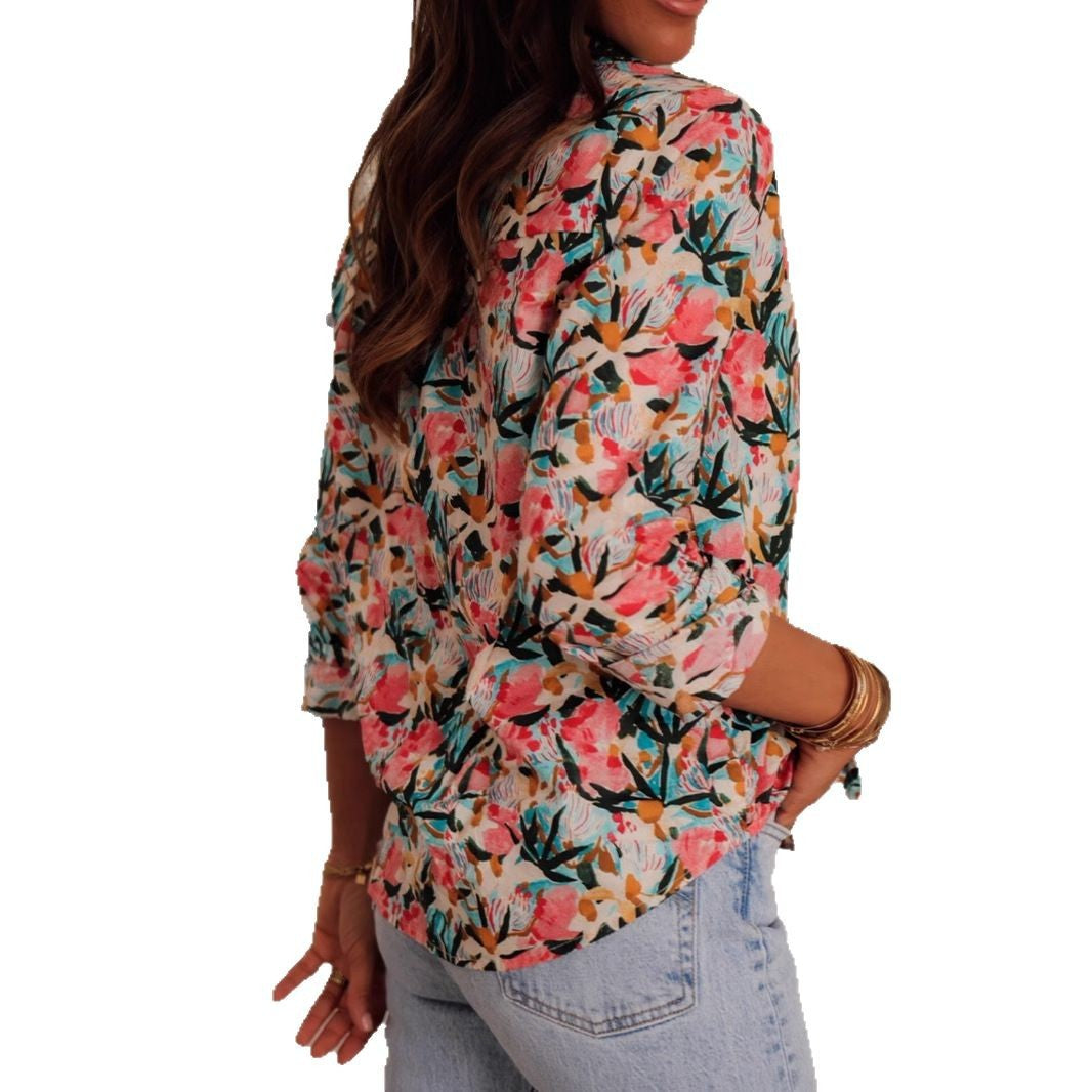 Dame bluse shirt med florale mønstre Stilla