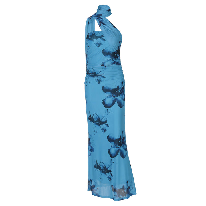 Damer Elegant Maxikjole med Blomsterdesign og Asymmetrisk Udsnit Stilla