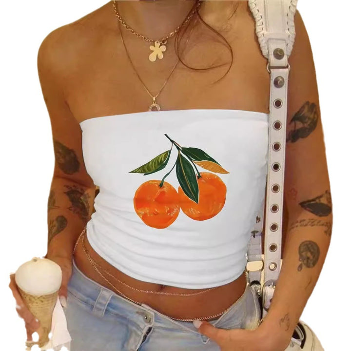 Dame bandeau-top med sporty Frankrig-design Skovae