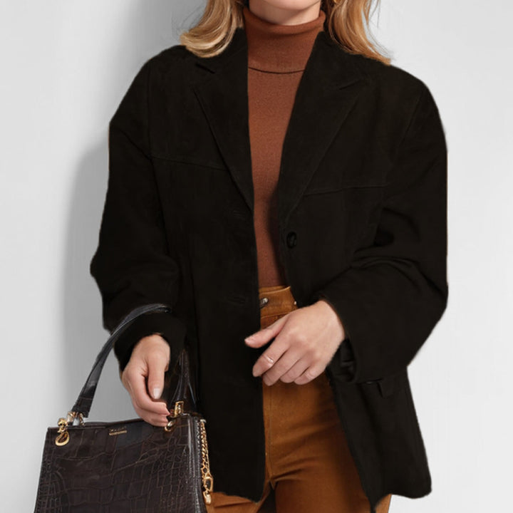 Kvinders elegante oversized blazer lavet af ruskindsimitation Stilla