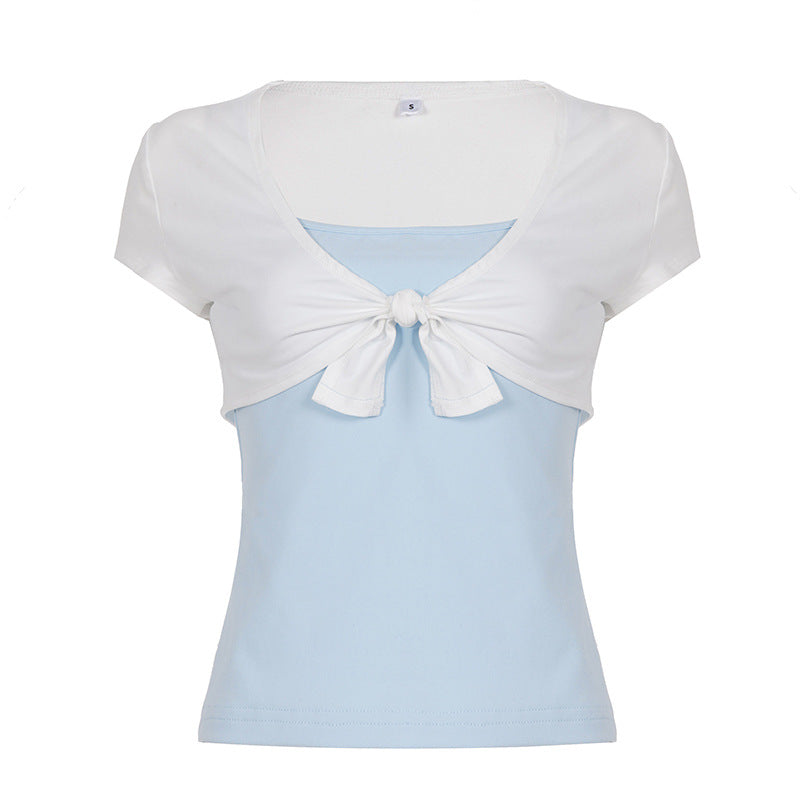 Dame Crop-top med legende knude og ærmeløs design Skovae
