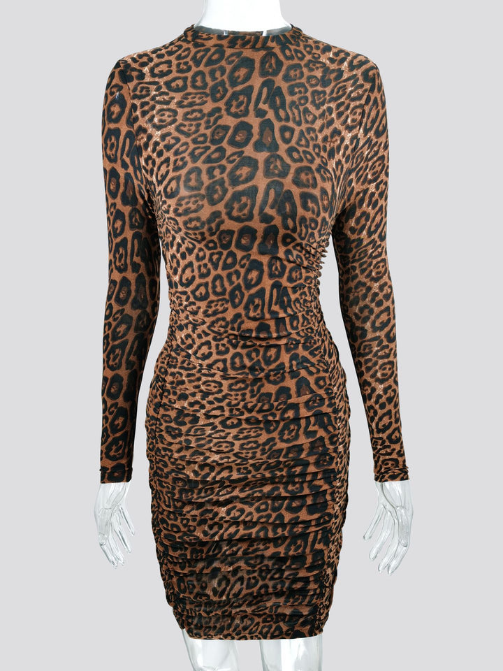 Dame elegant omslagskjorte i leopardmønster Stilla