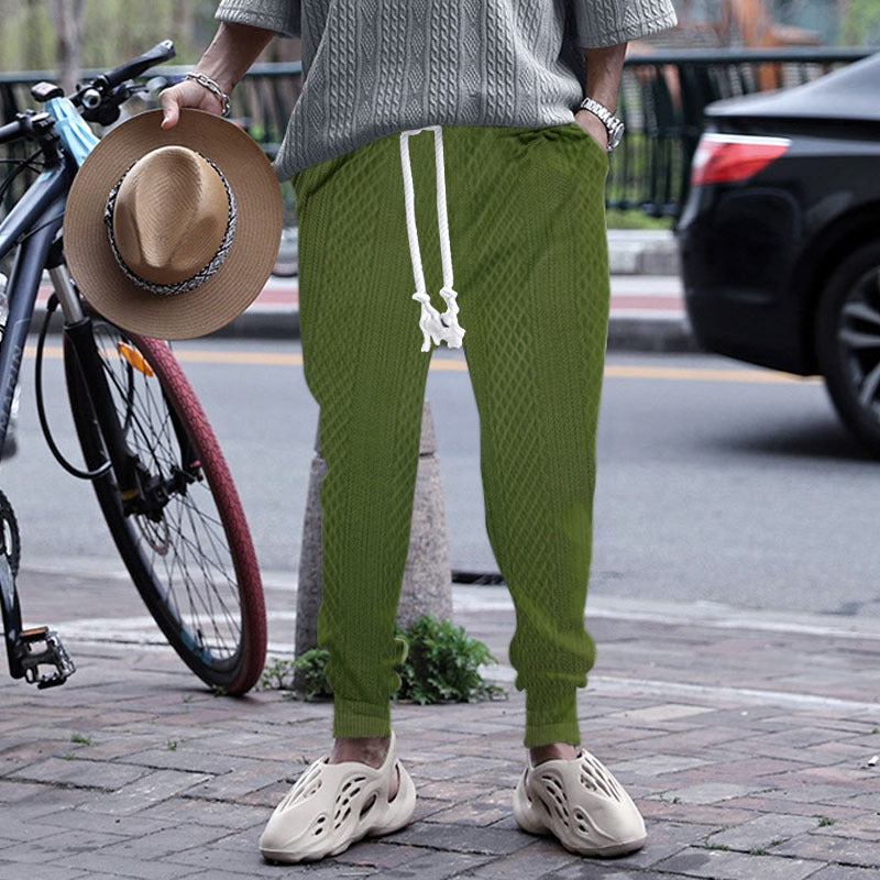 Herrer afslappede fritid bukser med struktureret design og elastisk talje Stilla