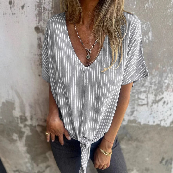 Dame Glitrende V-Pullover Bluse Skovae