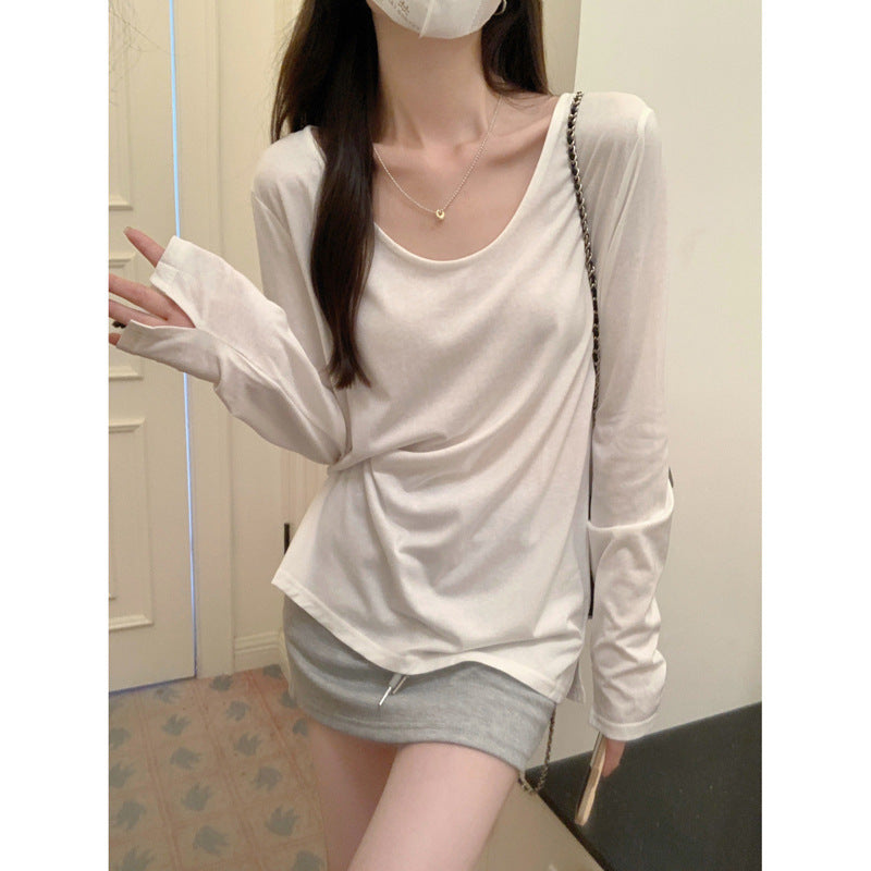 Dame Oversized Rundhalset Langærmet T-shirt Stilla