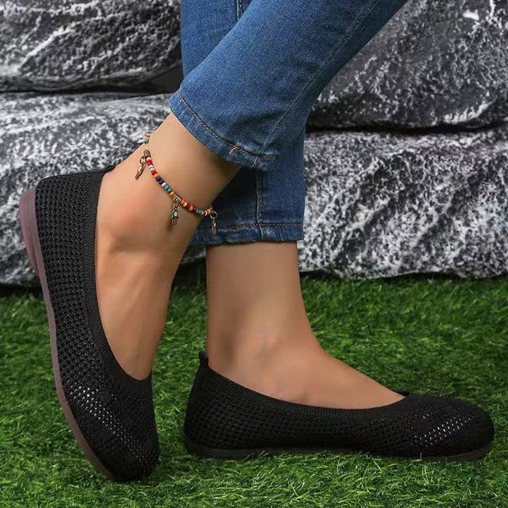 Dame Åndbare og fleksible Ballerinas i strikmateriale Stilla