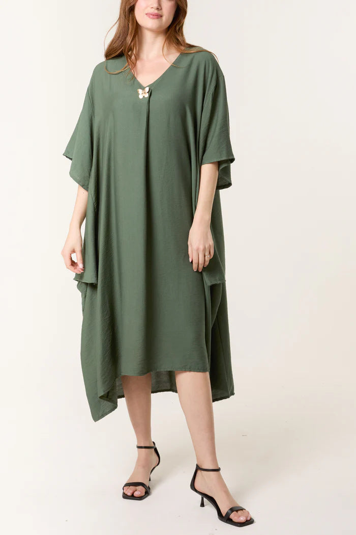 Dame Casual V-Hals Maxi Tunika Kjole Stilla