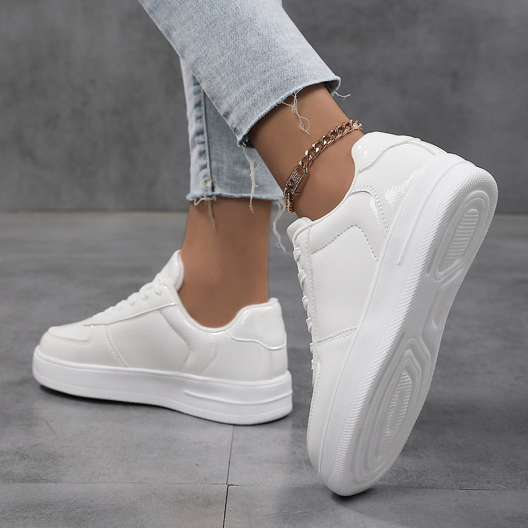 Herrer Sleek Patenteret Læder Mode Sneakers Stilla