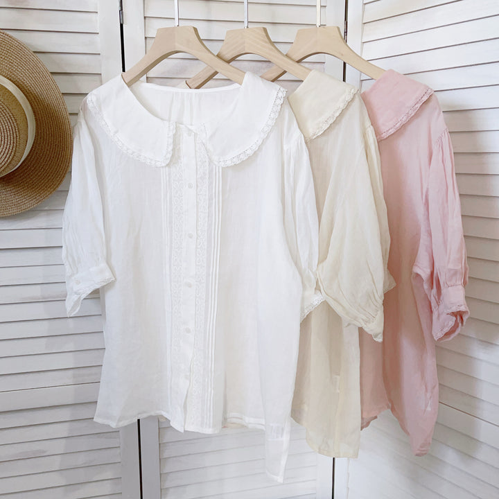 Dame vintage-inspireret bluse med spidser Stilla