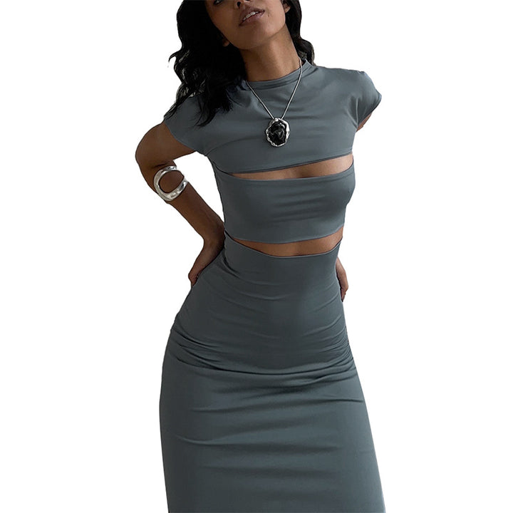 Dame elegant maxikjole med modeller i cut-out stil og figursyet snit Stilla