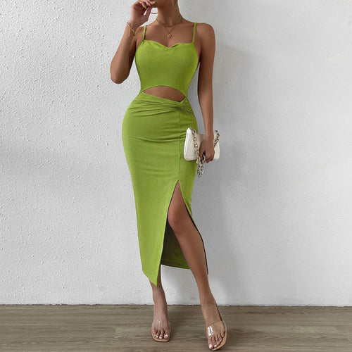Kvinder Cut-Out Maxi Kjole med Elegant V-hals og Høj Slids Stilla