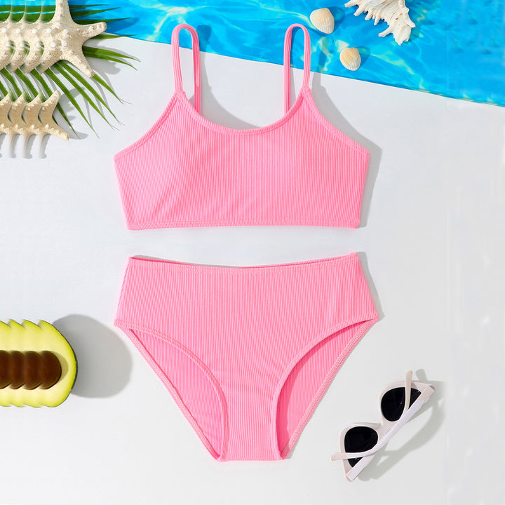 Dame Sporty bikini med raffineret ribdesign og højskåret trusse Stilla