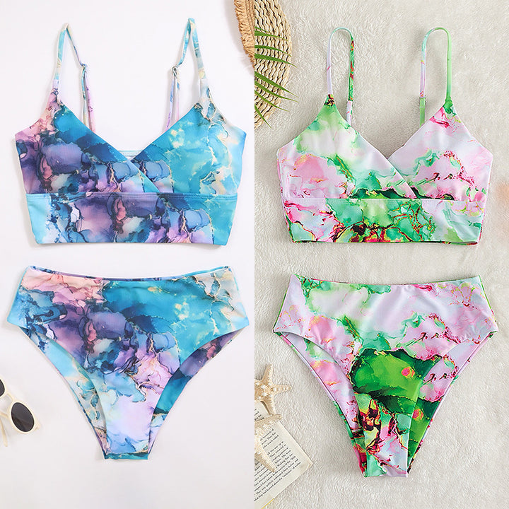 Dame bikini sæt med elegant bølgemønster Skovae