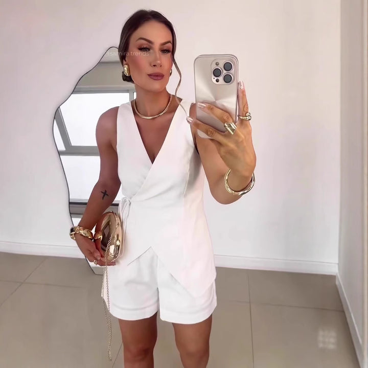 Kvinder Wrap-Front Linned Playsuit Stilla