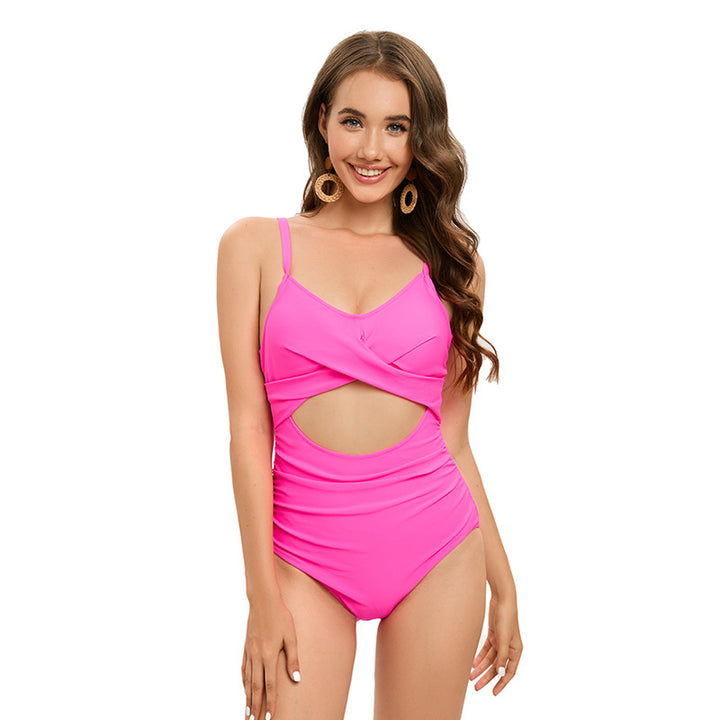 Dame one-piece badedragt med rynker og moderne cut-out-detaljer Stilla