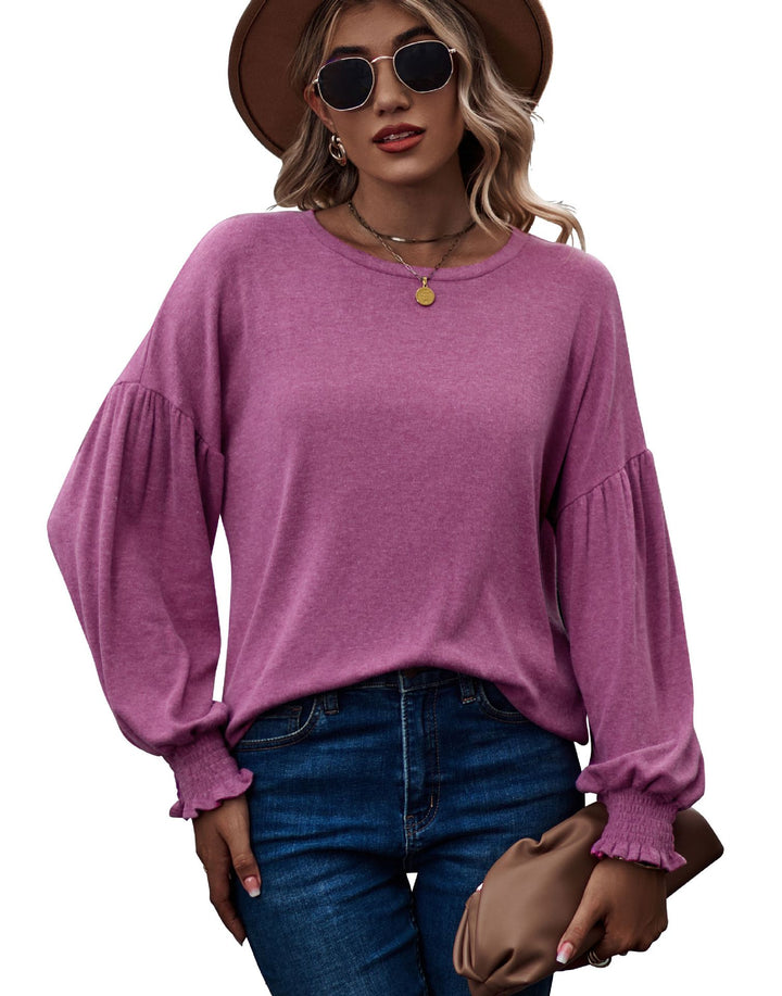 Dame Fashion Pullover top med enkle flæsedetaljer Stilla