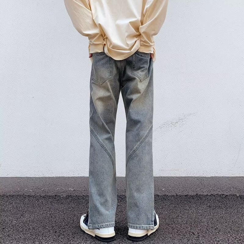 Damevidde jeans i urban stil med høj talje og asymmetrisk syninger Stilla