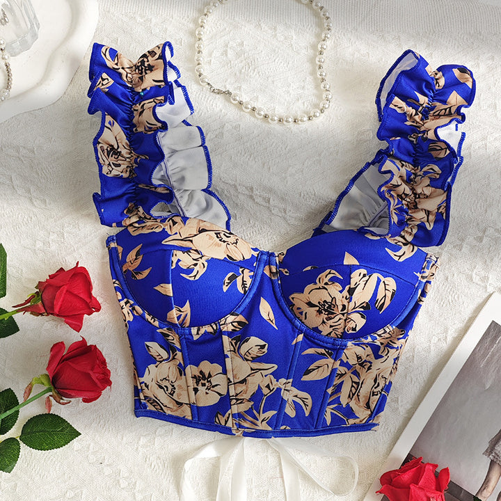 Dame Bustier i romantisk floral design med ruffled detaljer Stilla