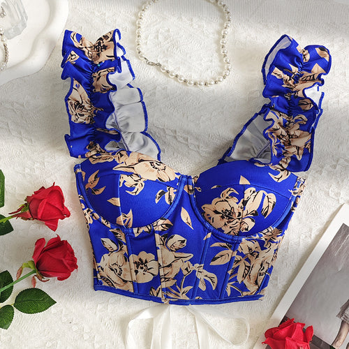 Dame Bustier i romantisk floral design med ruffled detaljer Stilla