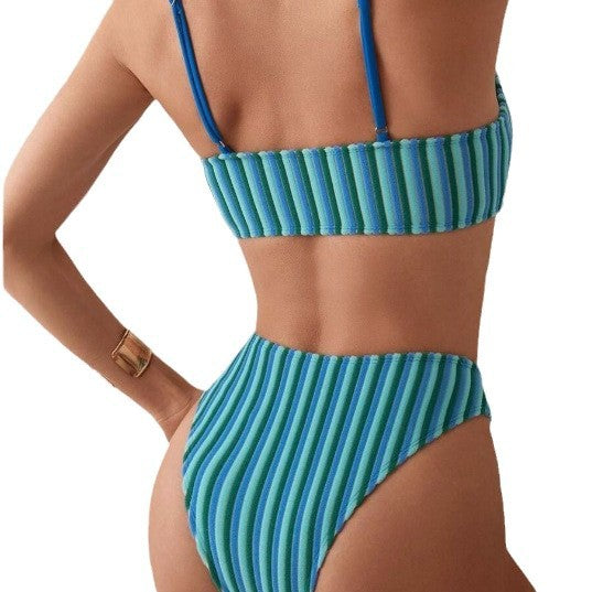 Dame Bikini-sæt med stilfulde striber og justerbare stropper Stilla