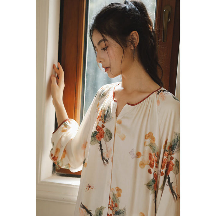 Dame Maxi-kjole med floralt design Stilla