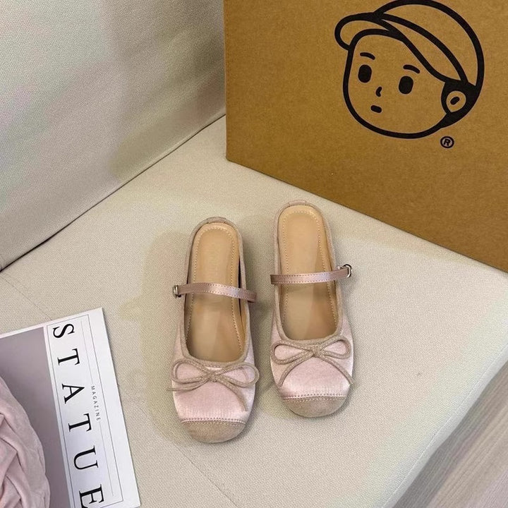 Dame Mary Jane Ballerinas med sløjfedetalje og justerbar rem Stilla
