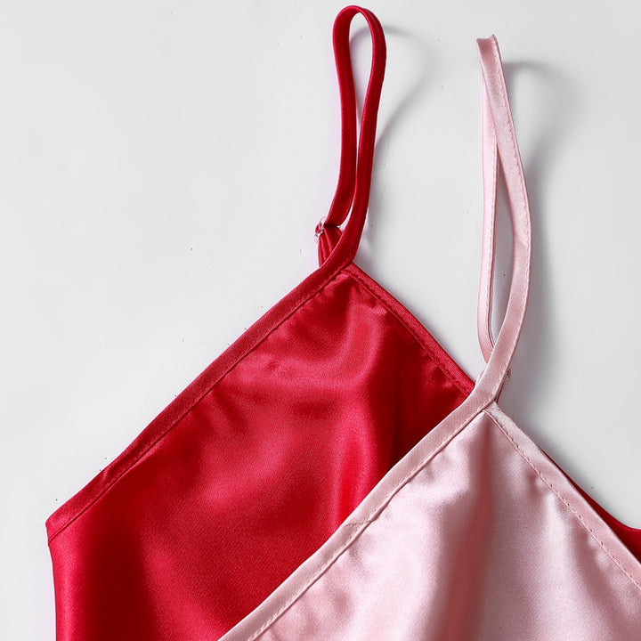 Dame Satin Pyjamasæt med Spids Detaljer Stilla