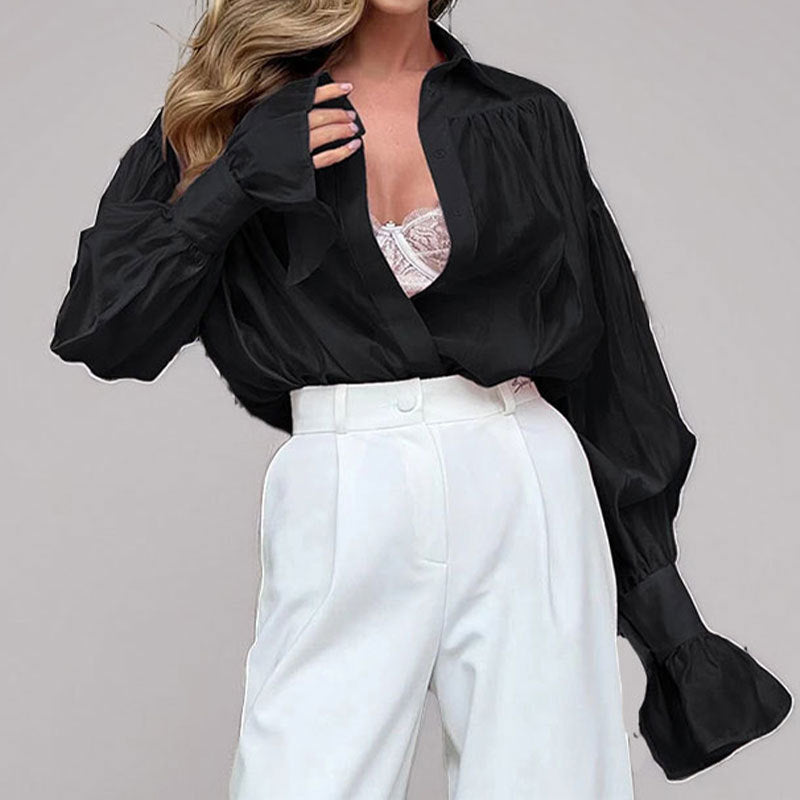 Dame Oversized Bluse med Puffærmer Stilla