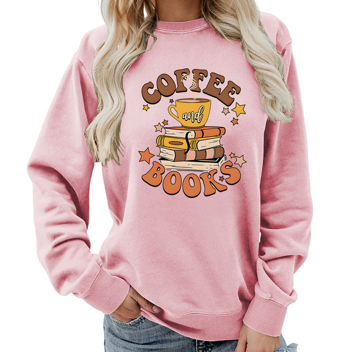 Dame sweatshirt med kreativ kaffe bog design Stilla