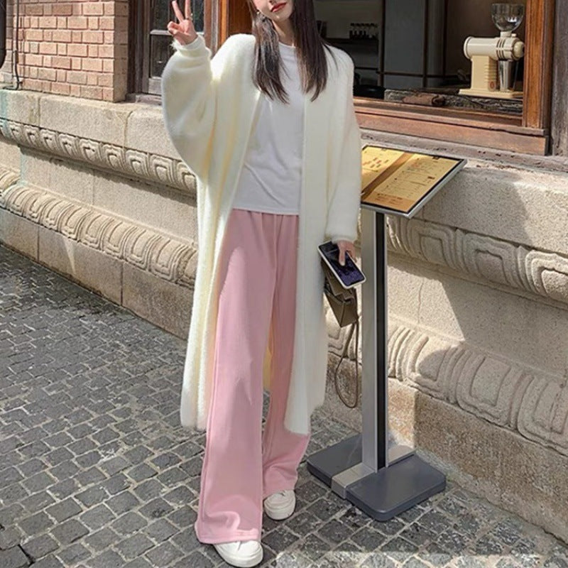 Kvinders Fluffy Maxi Cardigan med Dyb V-Hals og Oversized Silhuet Stilla